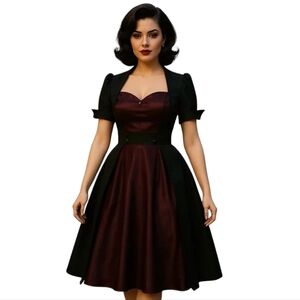 Swing Dance Satin Short Sleeve Pin Up Dress